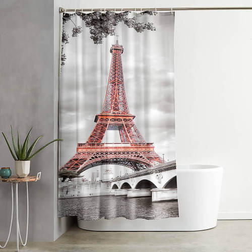 The Eiffel Tower Shower Curtain Bathroom Curtains 180X180Cm With Hooks