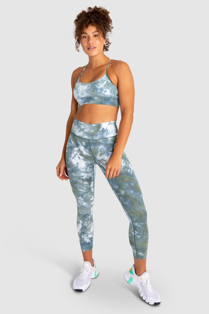 Tie Dye Leggings - Moss Green