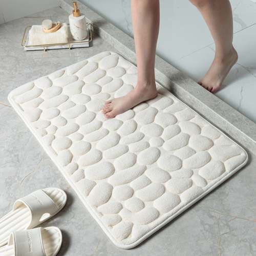 Cobblestone Embossed Bathroom Bath Mat Non-Slip Carpets In Wash Basin Bathtub Side Floor Rug Shower Room Doormat Memory Foam Pad