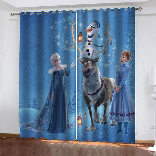 Frozen 2 Elsa Curtains Cosplay Blackout Window Drapes Room Decoration