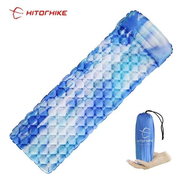 Hitorhike Innovative Sleeping Pad Fast Filling Air Bag Camping Mat Inflatable Mattress With Pillow Life Rescue 550G  Cushion Pad