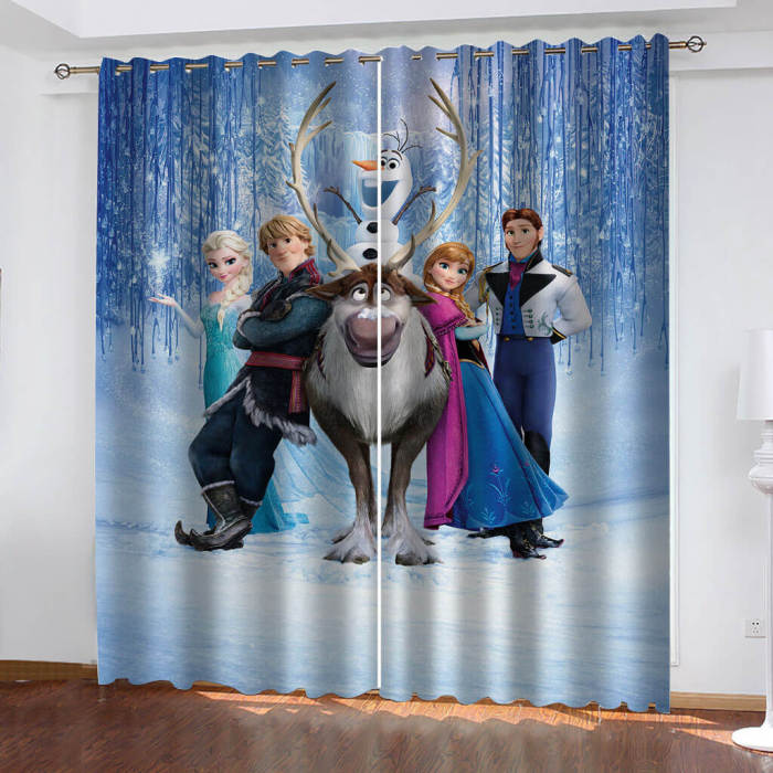 Frozen Curtains Cosplay Blackout Window Drapes Girls Room Decoration
