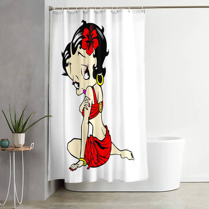 Betty Boop Shower Curtain Bathroom Curtains 180X180Cm With 12 Hooks