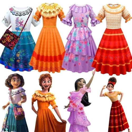 Encanto Mirabel Luisa Cosplay  Dress Halloween Costume For Girls