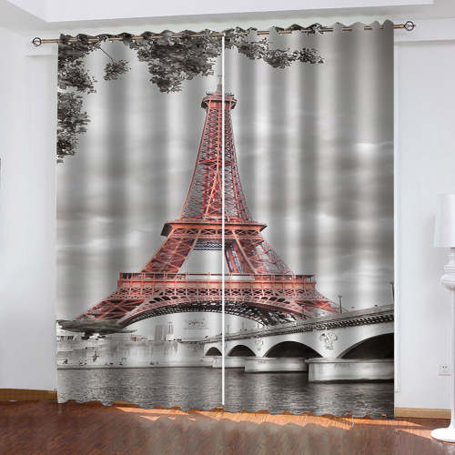 The Eiffel Tower Curtains Cosplay Blackout Window Drapes Room Decoration