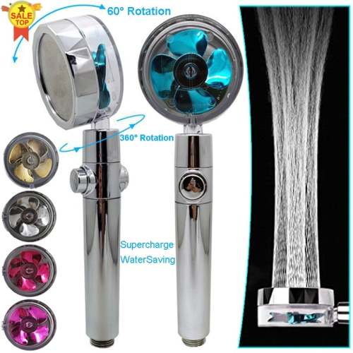 Shower Head Water Saving Flow 360 Degrees Rotating With Small Fan Abs Rain High Pressure Spray Nozzle Bathroom Accessories