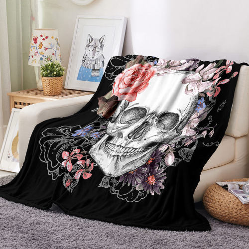 Halloween Scary Skeleton Skull Blanket Flannel Fleece Throw Blanket