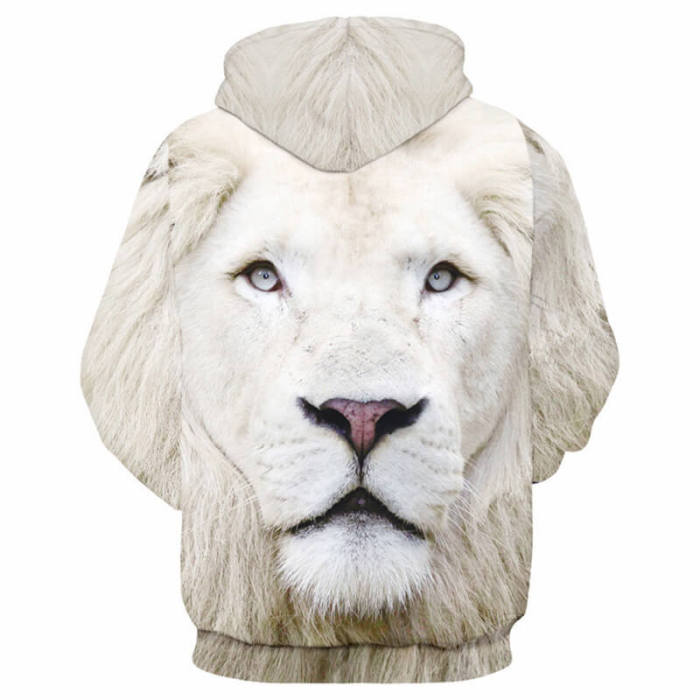 Animal White Albino African Lion Unisex Adult Cosplay 3D Print Jacket Sweatshirt