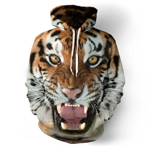 Animal Open Mouth Fierce Tiger Unisex Adult Cosplay 3D Print Jacket Sweatshirt