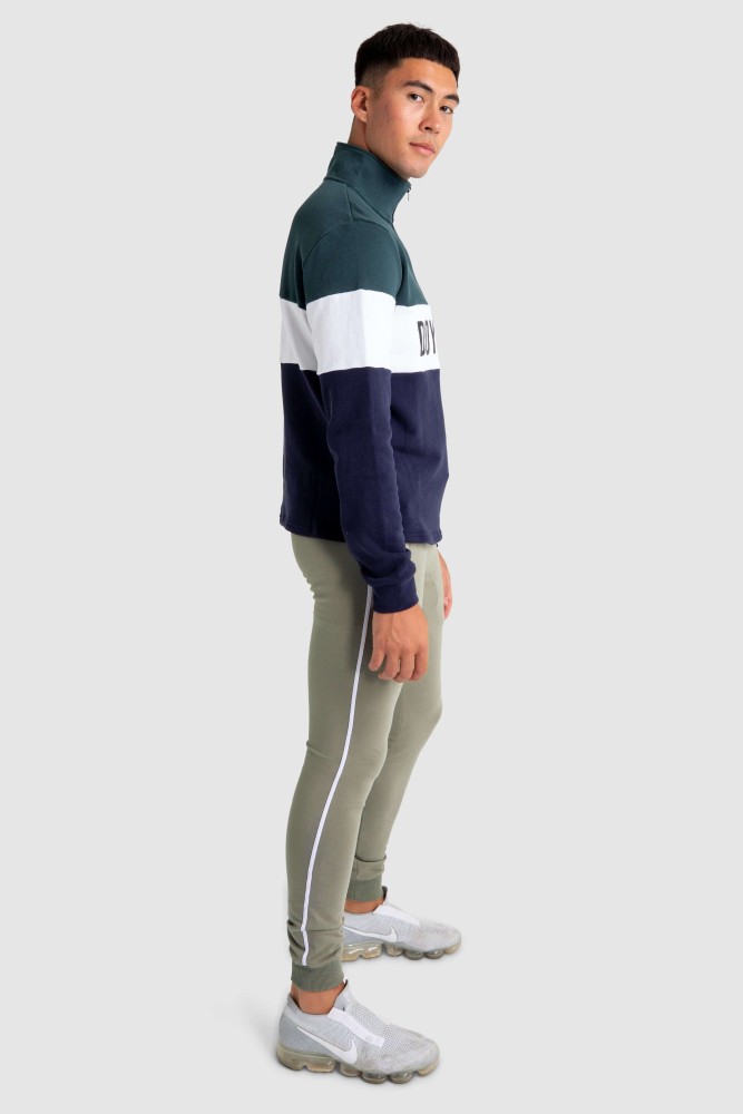 Standout ¼ Zip Jumper - Green/Navy