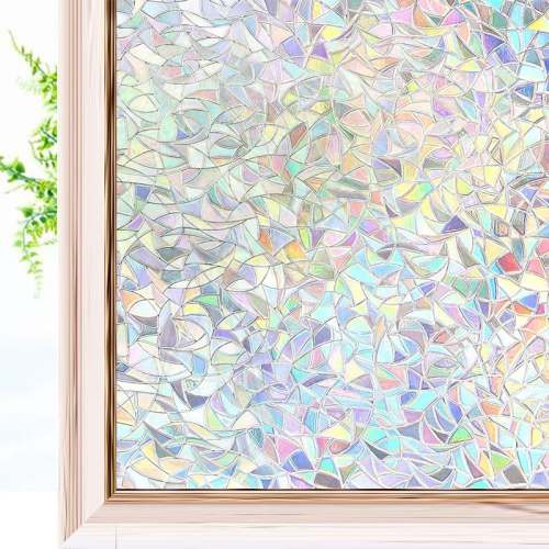 3D Rainbow Effect Window Films Privacy Decorative Film Anti-Uv Non-Adhesive Static Cling Glass Sticker For Home Kitchen Office