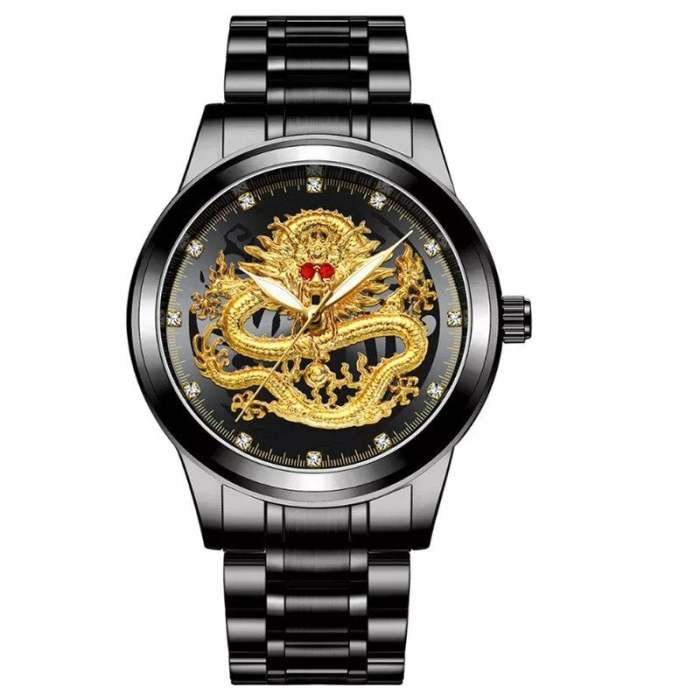 Embossed Golden Dragon Watch