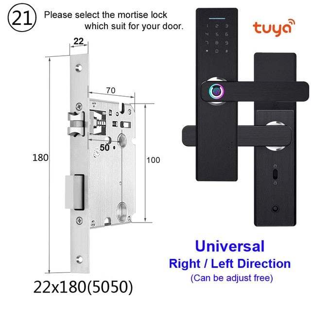 Raykube Wifi Electronic Door Lock With Tuya App Remotely / Biometric Fingerprint / Smart Card / Password / Key Unlock Fg5 Plus