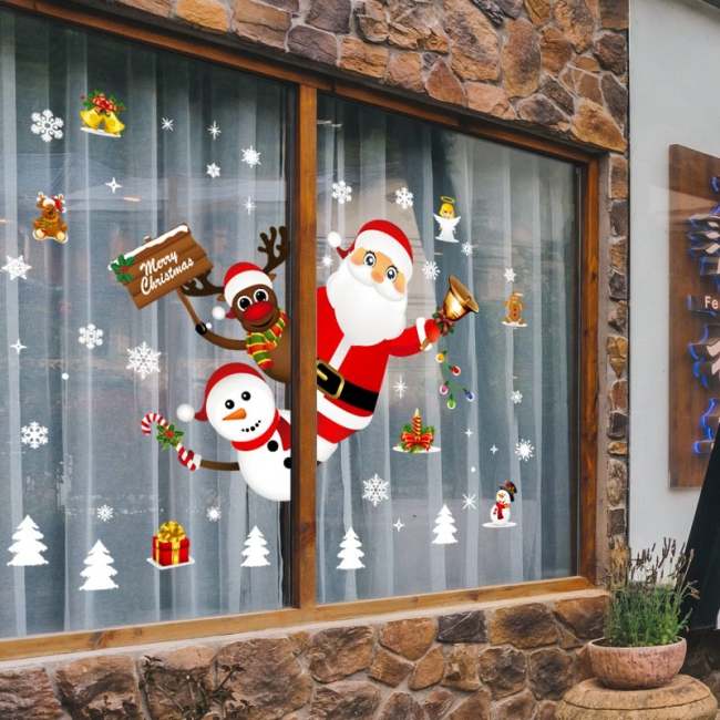 Merry Christmas Decoration For Home  Wall Window Sticker Ornaments Garland  Year  Noel Natal Gift Xmas Navidad