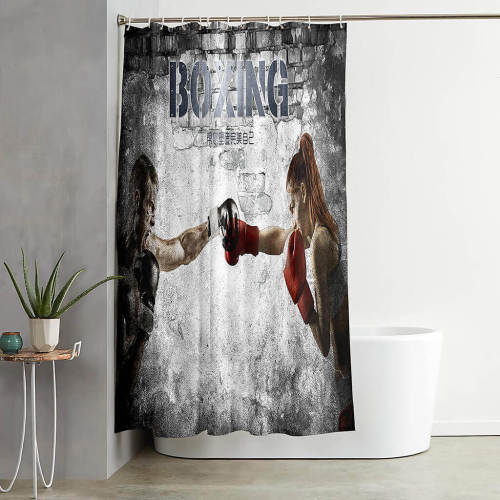 Boxing Shower Curtain Bathroom Curtains 180X180Cm With 12 Hooks