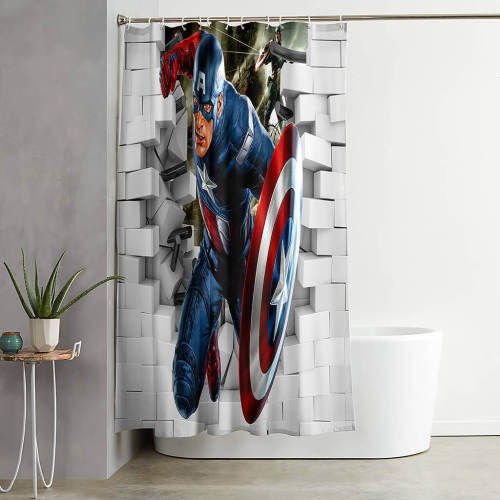 Captain America Shower Curtain Bathroom Curtains 180X180Cm With Hooks