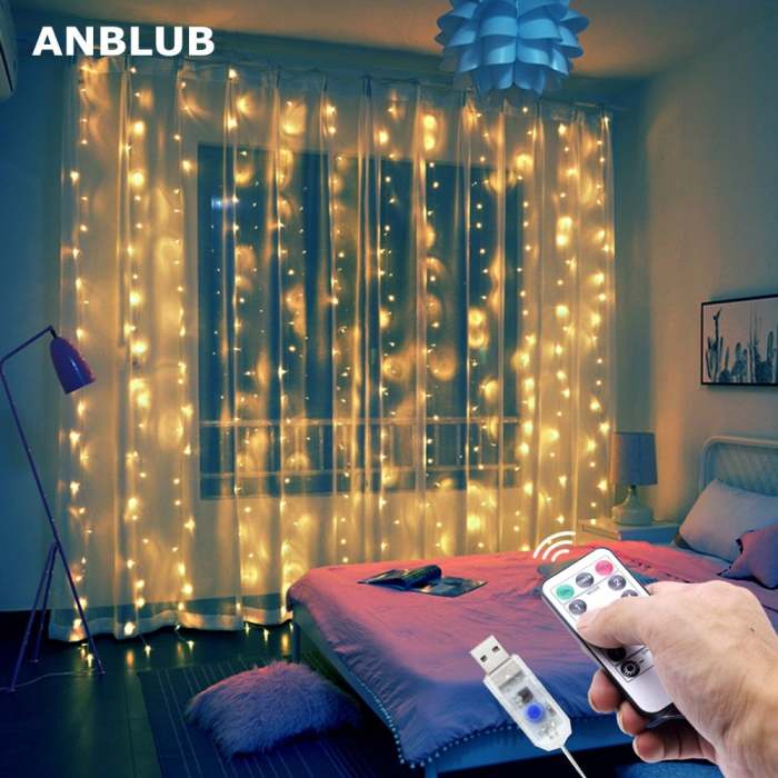 3M Led Curtain Garland Usb String Lights Fairy Festoon With Remote Christmas Wedding Holiday  Year Decoration  For Home