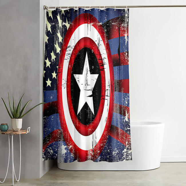 Captain America Shower Curtain Bathroom Curtains With 12 Hooks