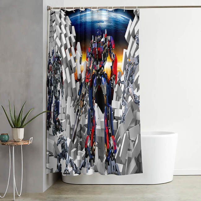 Transformers Shower Curtain Bathroom Curtains 180X180Cm With Hooks
