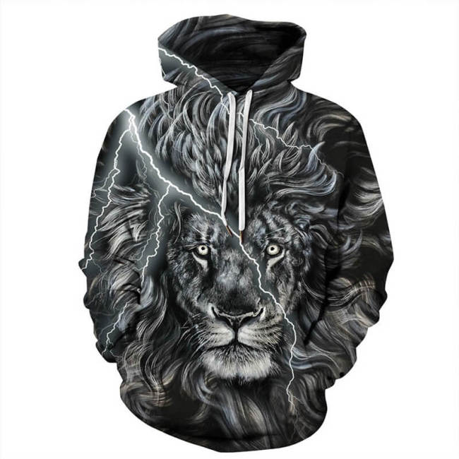 Animal Cool Black African Lion Unisex Adult Cosplay 3D Print Jacket Sweatshirt