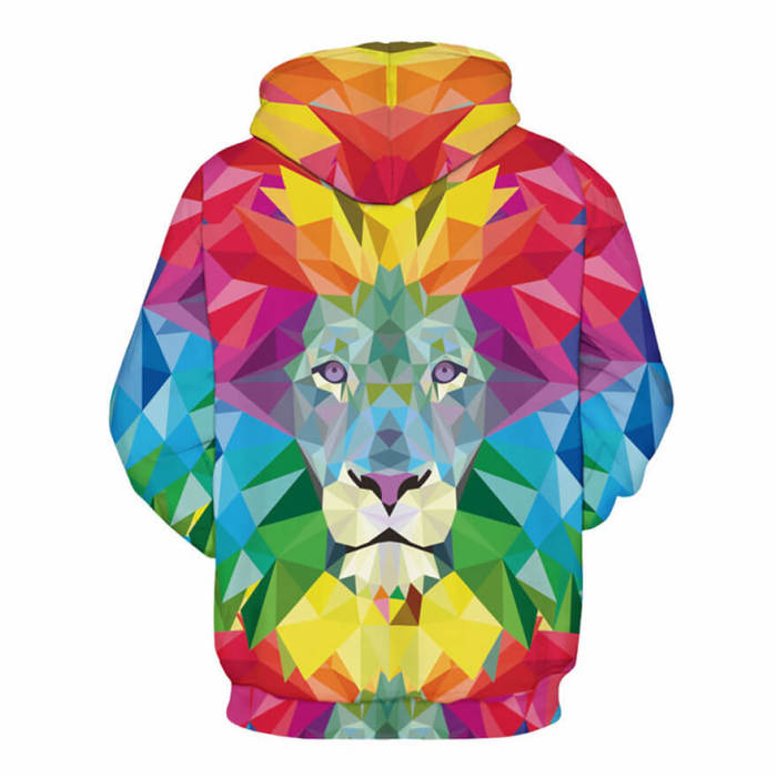 Animal Oil Painting Style African Lion Unisex Adult Cosplay 3D Print Jacket Sweatshirt