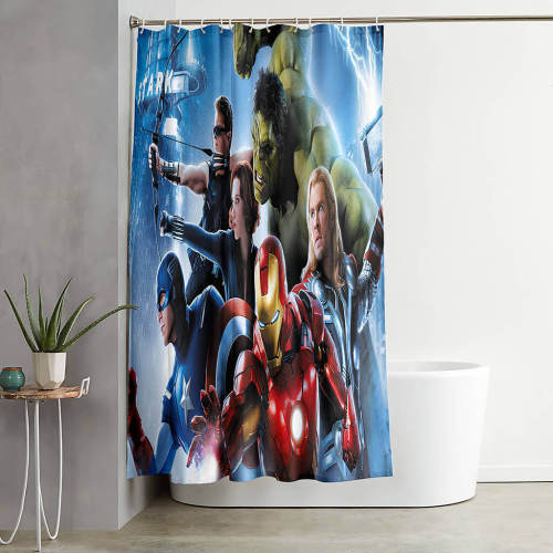 The Avengers Shower Curtain Bathroom Curtains 180X180Cm With 12 Hooks