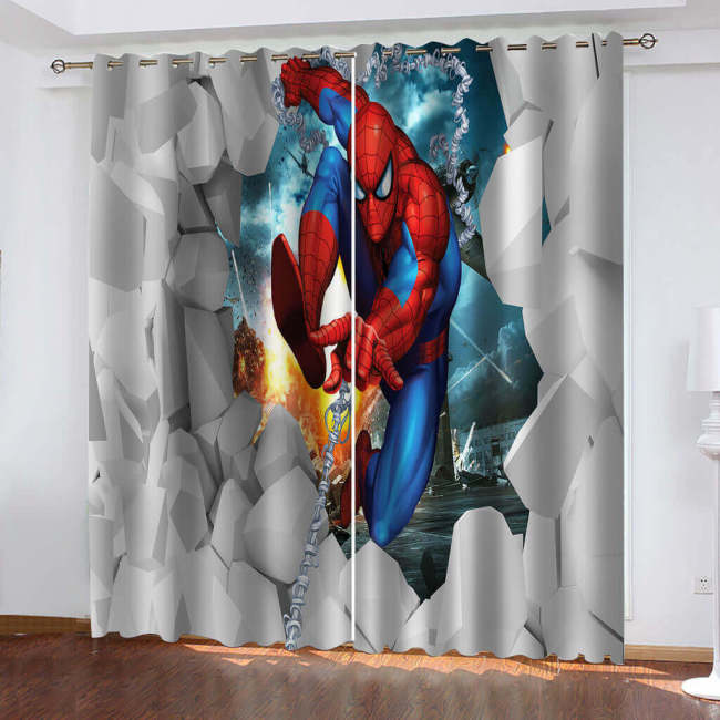 Spider-Man Curtains Cosplay Blackout Window Drapes Boys Room Decoration