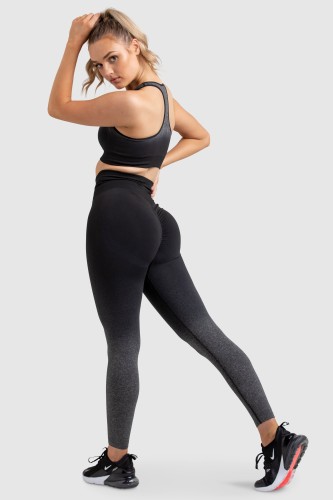 Ombre Scrunch Seamless Leggings - Black