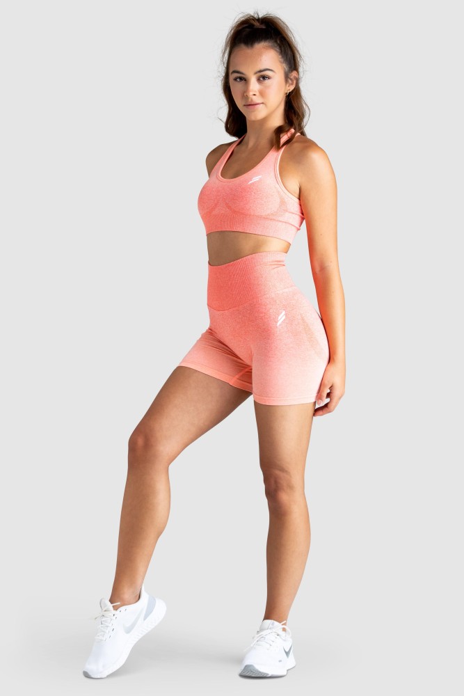 Ombre Scrunch Seamless Shorts - Coral