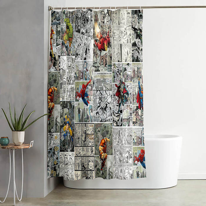 Marvel Spider-Man Shower Curtain Bathroom Curtains With 12 Hooks