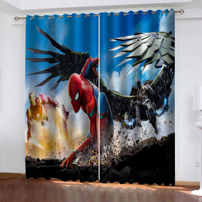 Spiderman Curtains Cosplay Blackout Window Drapes Kids Room Decoration