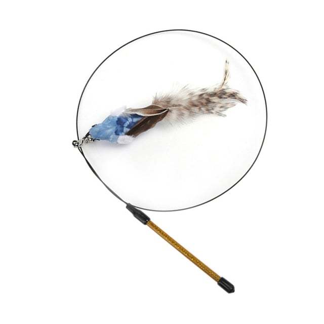 Simulation Bird Interactive Cat Toy Funny Feather Bird With Bell Cat Stick Toy For Kitten Playing Teaser Wand Toy Cat Supplies