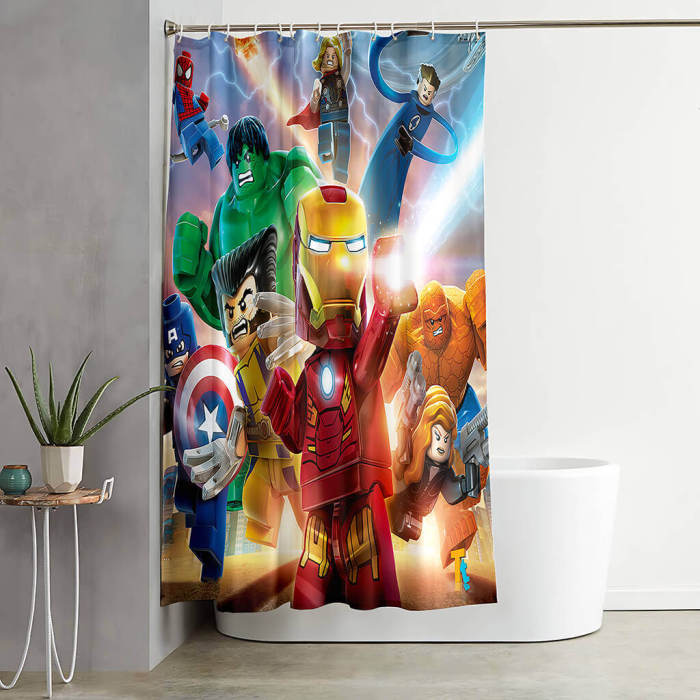 Cartoon Avengers Shower Curtain Bathroom Curtains 180X180Cm With Hooks