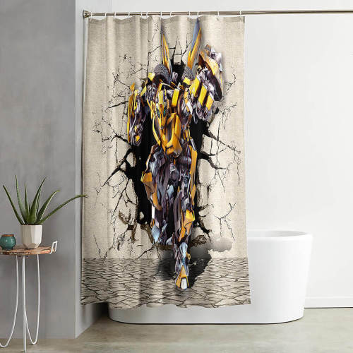 Transformers Shower Curtain Bathroom Curtains 180X180Cm With 12 Hooks