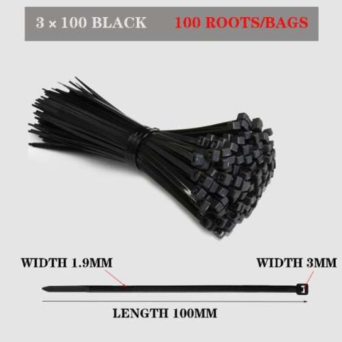 Self-Locking Plastic Nylon Cable Tie 100 Pieces Black 5X300 Cable Tie Fastening Ring 3X200 Industrial Cable Tie Cable Tie Set