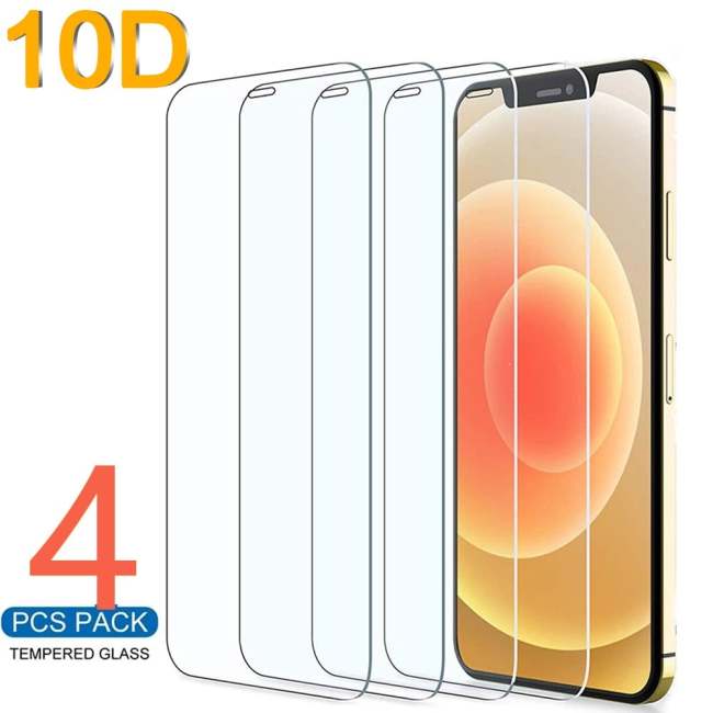 10D 4Pcs Protective Glass On The For Iphone 7 8 6 6S Plus X Screen Protector For Iphone 11 12 13 Pro X Xr Xs Max Se 5 5S Glass