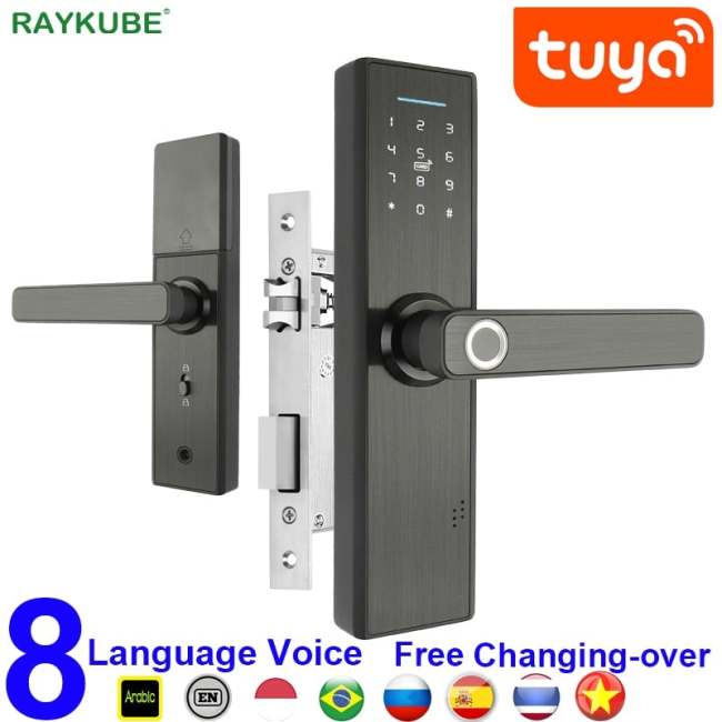 Raykube Wifi Electronic Door Lock With Tuya App Remotely / Biometric Fingerprint / Smart Card / Password / Key Unlock Fg5 Plus