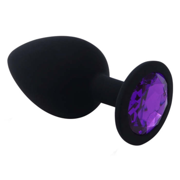3 Sizes Purple Jeweled Black Silicone Plug