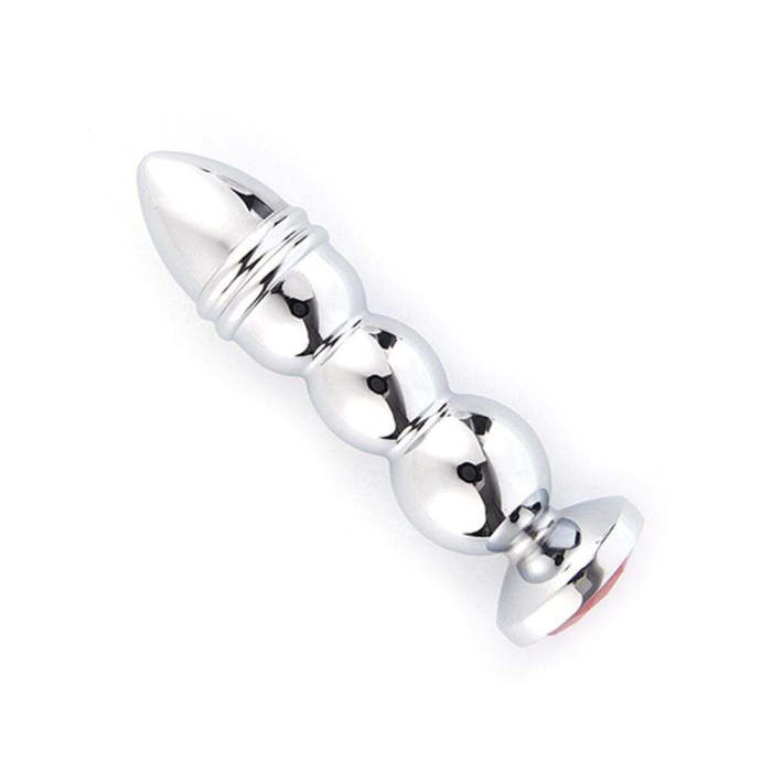 Bullet-Shaped Jeweled Stainless Steel Plug, Red