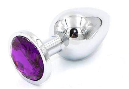 Dark Purple Jeweled Stainless Steel Plug, Large