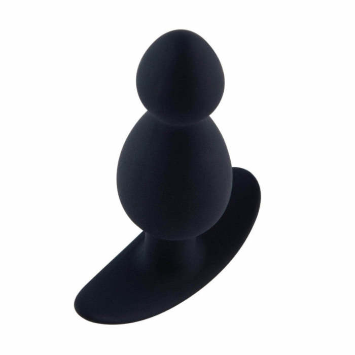 Black Silicone Anal Beads Plug With An Anchor Base