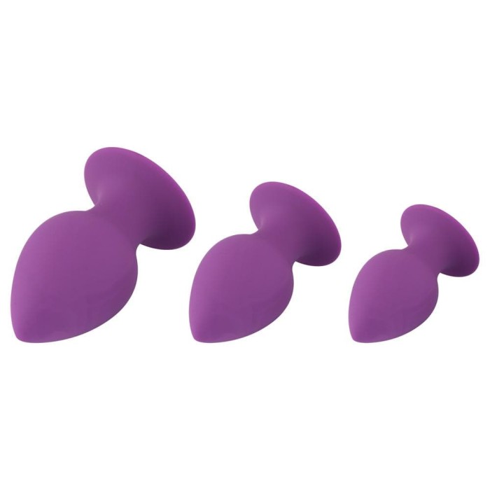 S/M/L Purple Silicone Butt Plug, 3Pcs Set