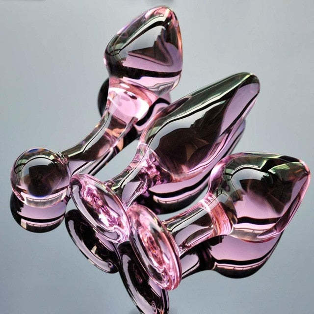3 Styles Pink Glass Crystal Butt Plug