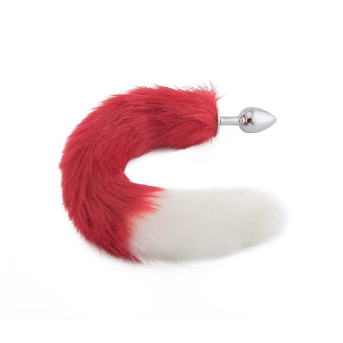 18  Red With White Fox Tail Plug