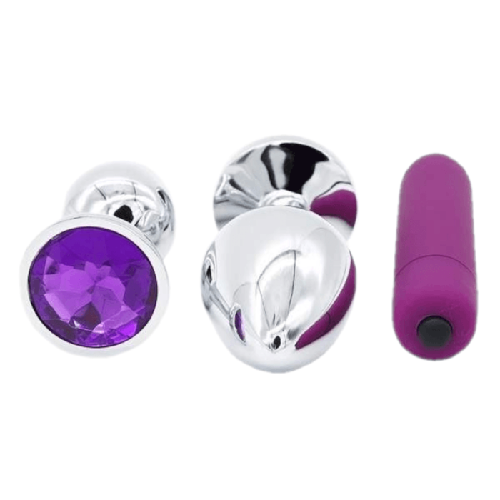 Purple Jeweled 3  Stainless Steel Princess Plug