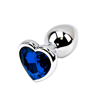 Dark Blue Heart-Shaped Stainless Steel Plug, Large