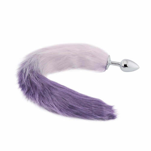 Fox Tail Metal Plug, White With Purple 18 