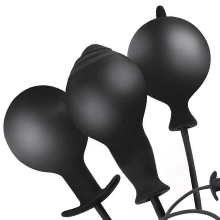 4.5  - 6  Black Silicone Inflatable Big Anal Plug