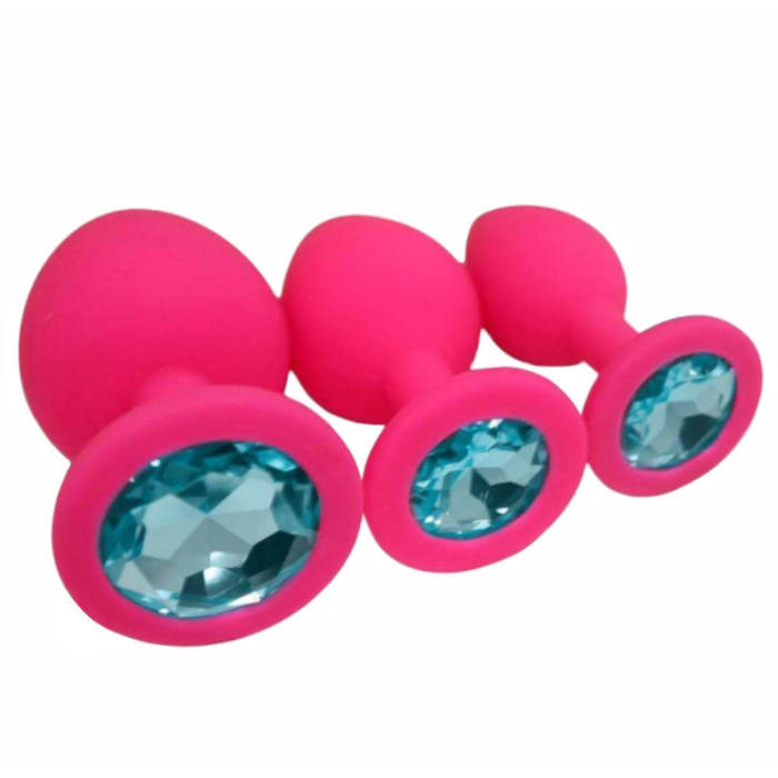 3 Sizes 4 Colors Silicone Princess Plug - 13 Jewel Colors Available