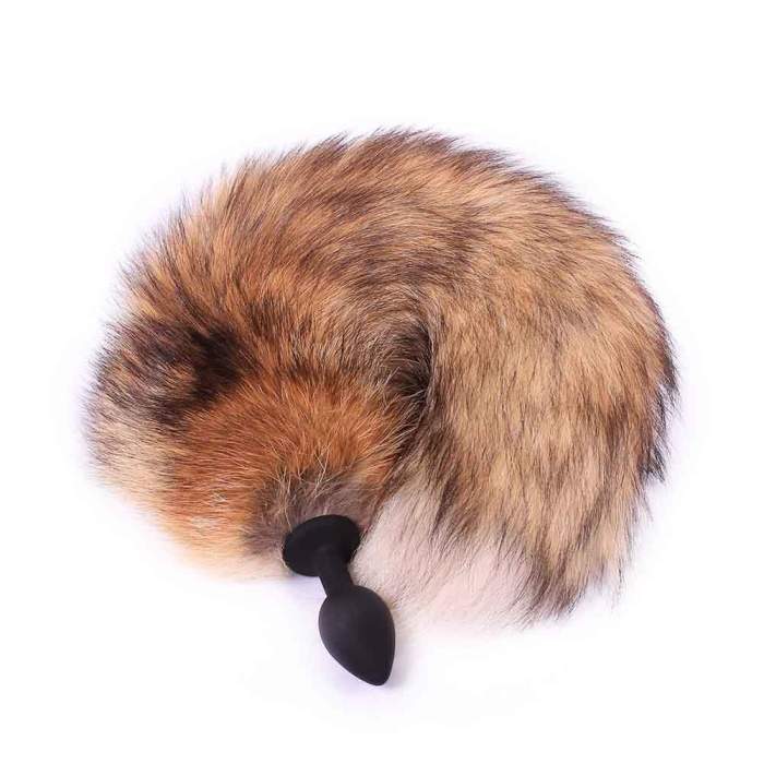 14  - 16  Brown Fox Tail Tpe Plug, Real, Authentic Fur